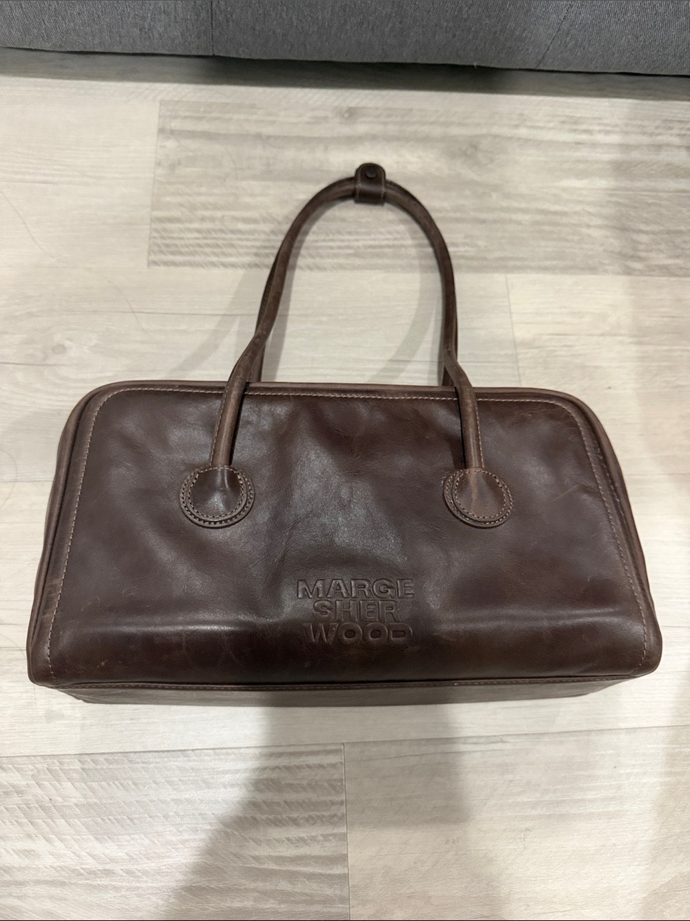 Marge Sherwood Soft Boston Shoulder Bag (washed brown)